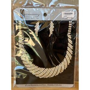 New Christina Collection Rhinestone Necklace Earrings Set Costume Jewelry  Prom